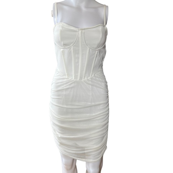 PrettyLittleThing Dresses & Skirts - PrettyLittleThing NWT's - Womens Corset BodyCon Mesh Ruched Mini Dress Sz. 4